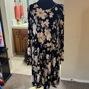 Floral Black and White Dress